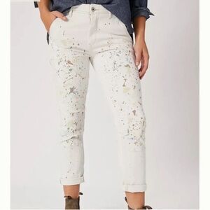Anthropologie Jeans Carpenter Paint Splatter White Cropped Sz 29 Artsy Edgy